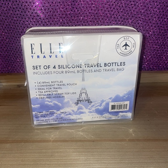 Elle set of 4 silicone travel bottles with case - Picture 5 of 6